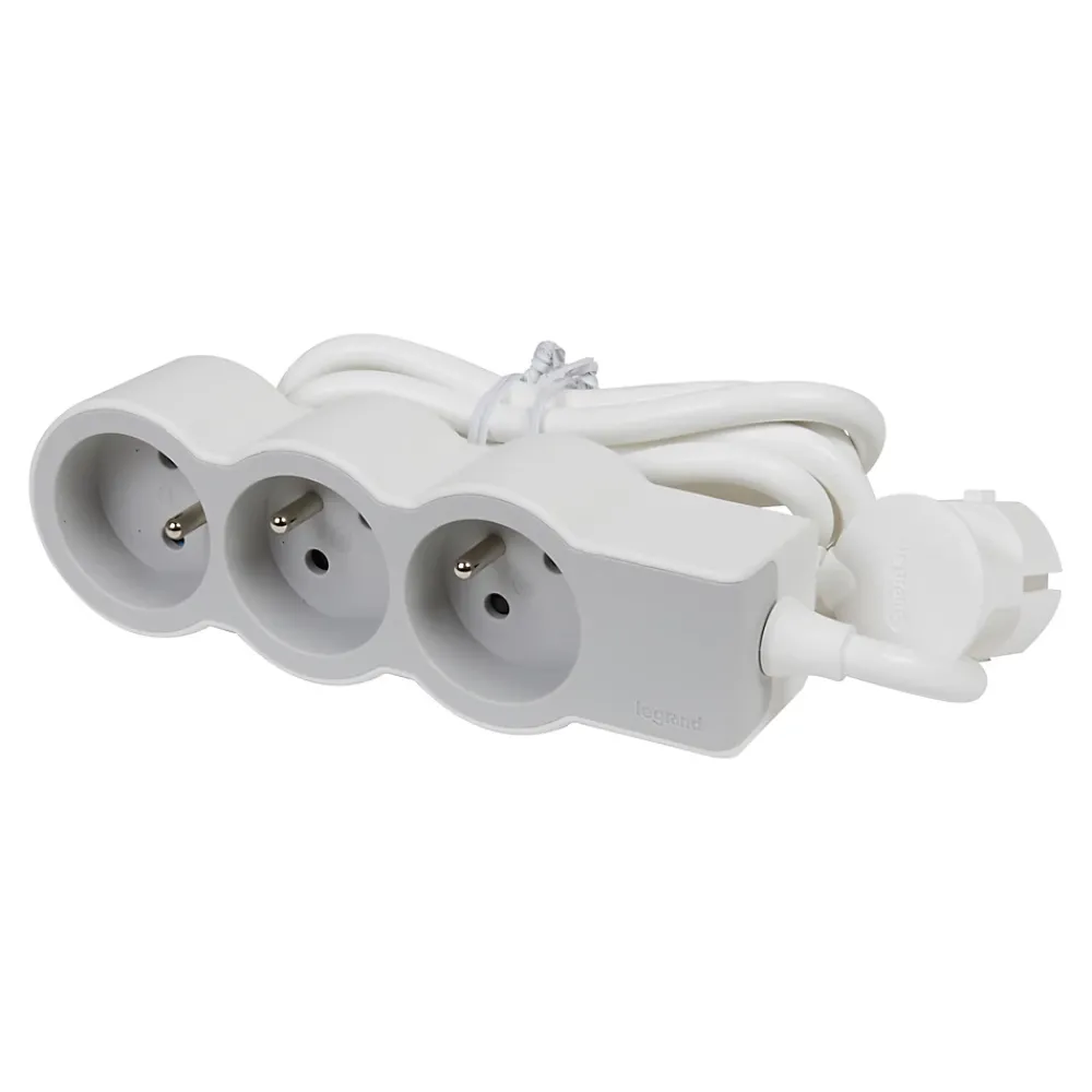 Legrand Multiprise-Multiprise 3 prises blanc et gris 3 m