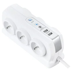 Masterplug Multiprise 6 prises parafoudre USB 2m blanc