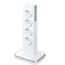 Masterplug Multiprise-Multiprise 8 prises parafoudre sur socle USB 2m blanc