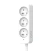Multiprise-Multiprise 3 prises 2 pôles + terre Quarx blanc / gris 1.5 m
