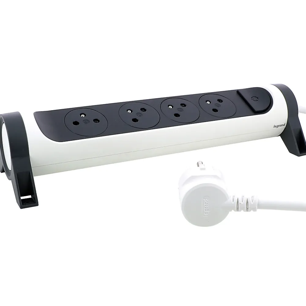 Legrand Multiprise 4 prises rotative à fixer blanc et gris 3 m
