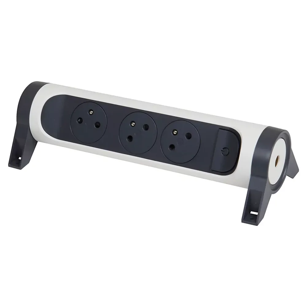 Legrand Multiprise-Multiprise 3 prises rotative à fixer blanc et gris