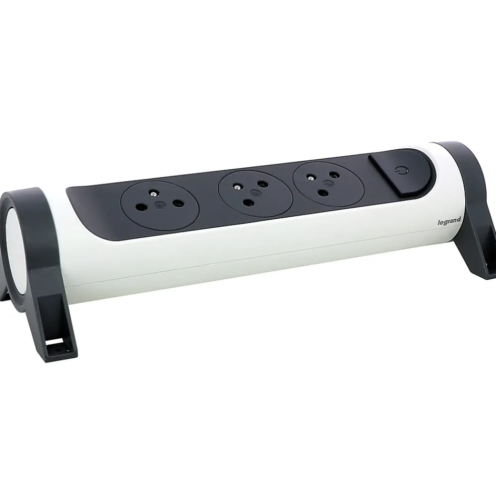Legrand Multiprise-Multiprise 3 prises rotative à fixer blanc et gris