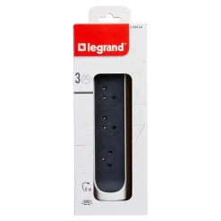 Legrand Multiprise-Multiprise 3 prises rotative à fixer blanc et gris
