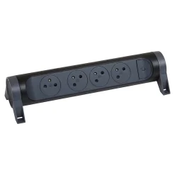 Legrand Multiprise-Multiprise 4 prises rotative à fixer noir et gris
