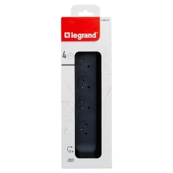 Legrand Multiprise-Multiprise 4 prises rotative à fixer noir et gris