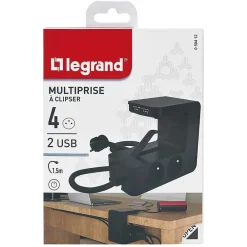 Legrand Multiprise-Multiprise 4 prises + 2 USB-A noir 1.5 m