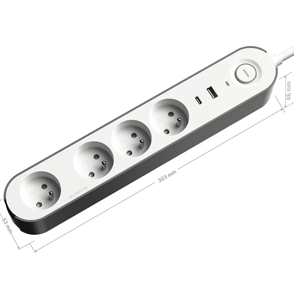 Jacobsen Multiprise-Multiprise 4 prises + 2 USB 1.5 m blanche