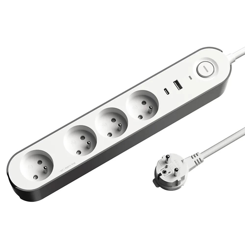 Jacobsen Multiprise-Multiprise 4 prises + 2 USB 1.5 m blanche