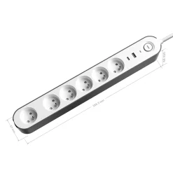 Jacobsen Multiprise-Multiprise 6 prises + 2 USB 1.5 m blanche