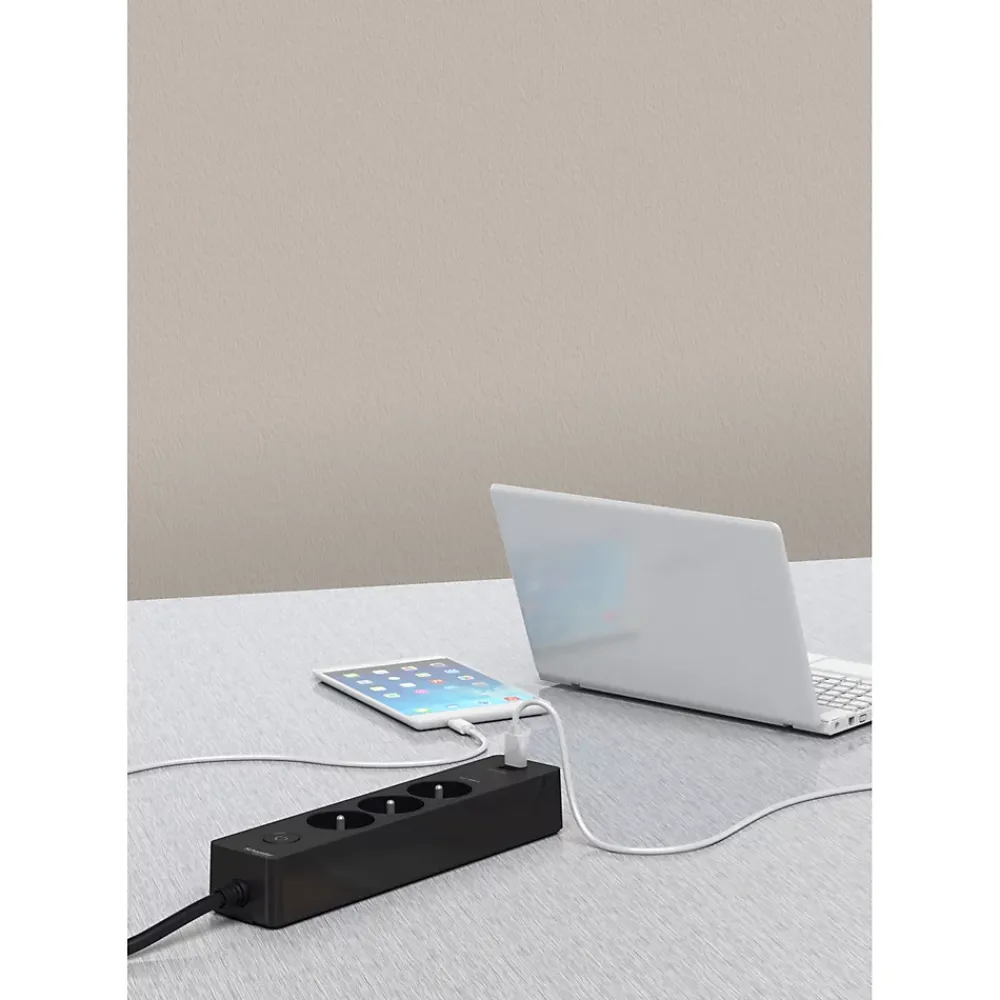 Schneider Electric Multiprise-Multiprise 3 prises + 2 usb Odace anthracite 1.5 m