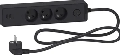Schneider Electric Multiprise-Multiprise 3 prises + 2 usb Odace anthracite 1.5 m