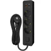 Seldur Multiprise G3TH12S, 3 prises type F + interrupteur, USB A+C charge rapide 20W, Noir, câble 1.5m