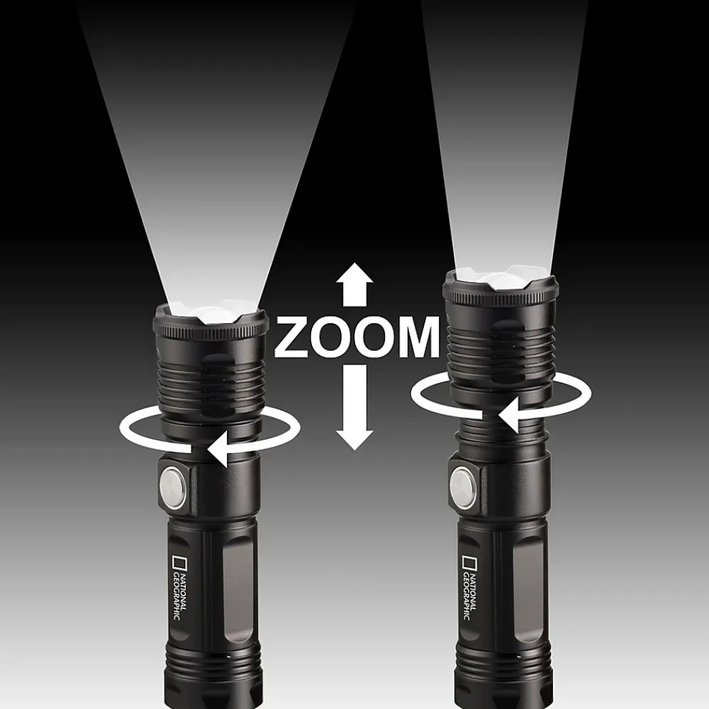 National Geographic Lampe torche LED 1000lm Zoom Focus batterie USB aimant extérieur camping