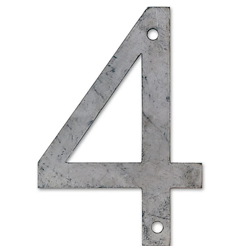Chapuis Chiffre Et Lettre Pour Maison-N° de maison - marquage 4 - en acier - couleur gris - à visser - hauteur 12 cm - CPA4