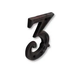 Jean Chapuis Ets N° de maison - marquage 3 - en fonte - couleur marron - à visser - hauteur 12 cm - Chapuis CFR3
