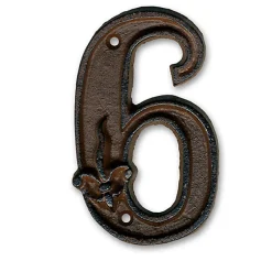 Chapuis N° de maison - marquage 6 - en fonte - couleur marron - à visser - hauteur 12 cm - DB62-6