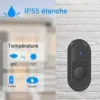 Deko Noir Sonnette de Porte sans Fil 300M Étanche Carillon Electronique avec Récepteur Enfichable pour la Maison 55 Mélodies LED