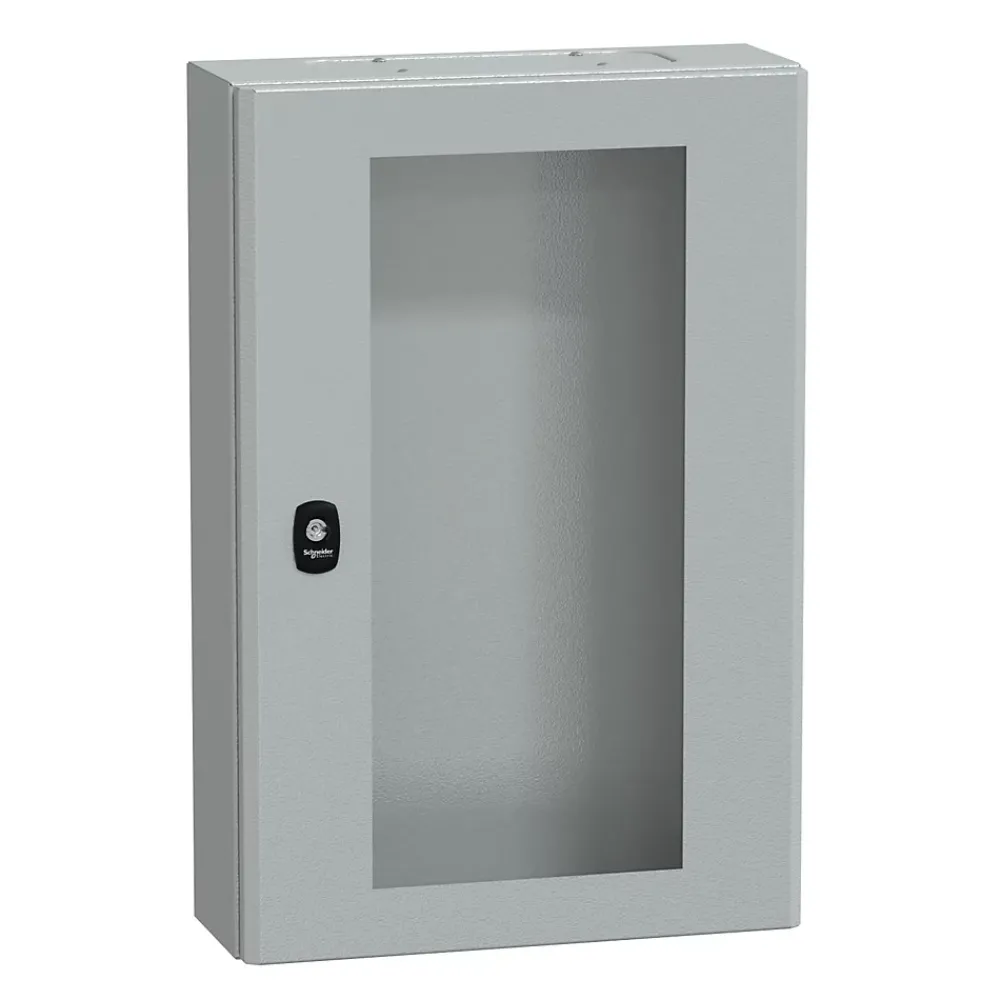 Schneider Electric Tableau Électrique Nu-Nsys3dm6415t Coffret Métallique étanche Ip66 - 600x400x150 - Porte Vitrée - Spacial S3d -
