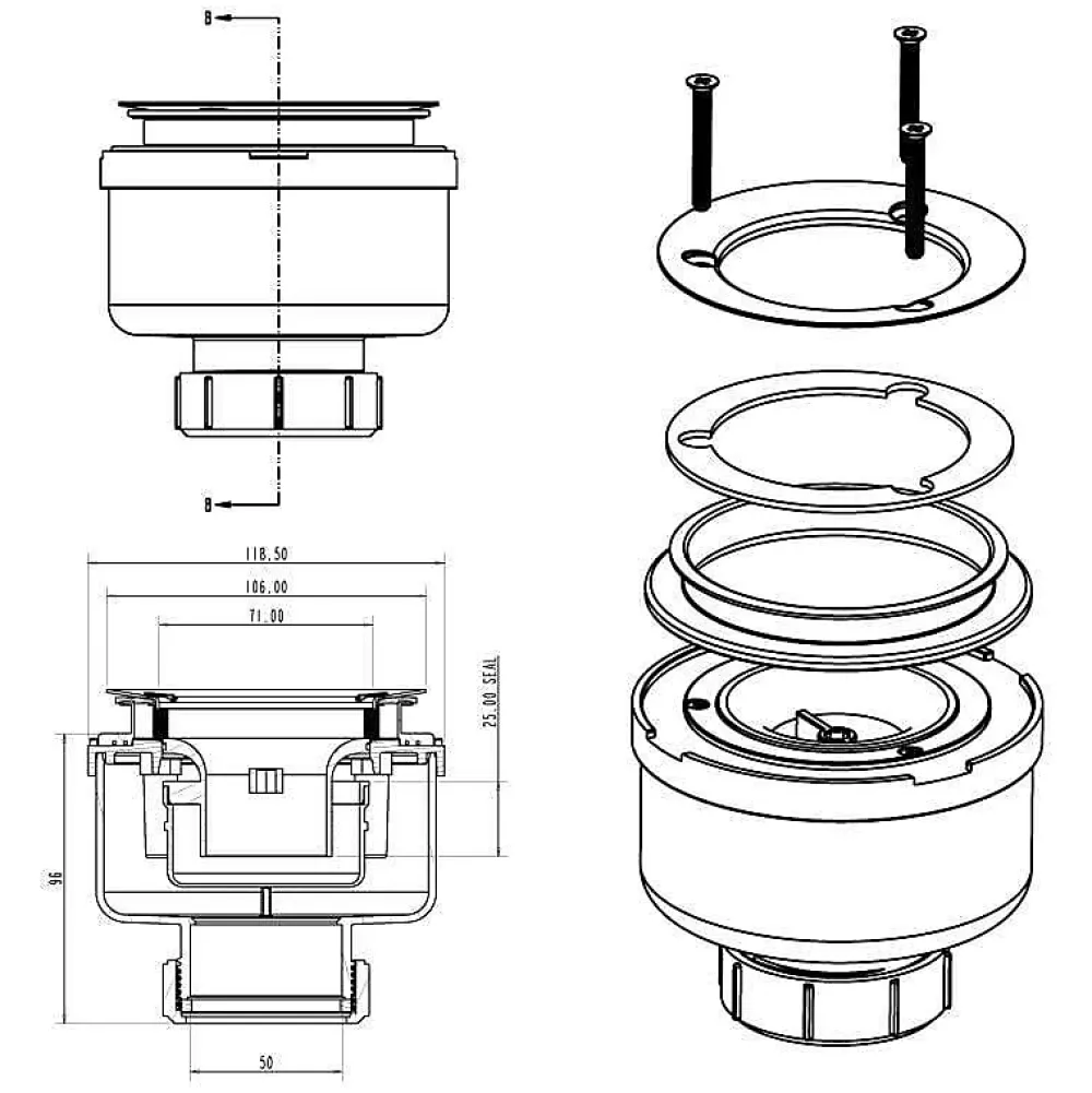 Stano Option de remplacement : Bonde verticale pour receveur MADISON ELITE et QUORE
