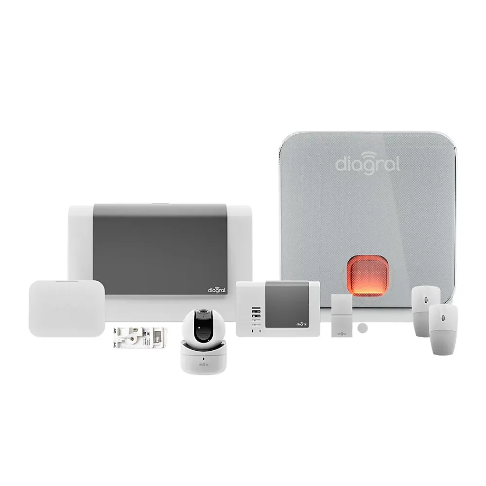 Diagral Pack alarme Précision sirène / GSM DIAG04CSF + Caméra connectée intérieure motorisée DIAG23VCF