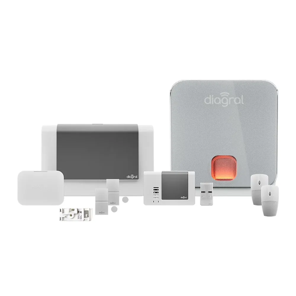 Diagral Pack alarme Précision sirène GSM DIAG04CSF + Détecteur d'ouverture DIAG39APX + Télécommande multifonction AL41ACK