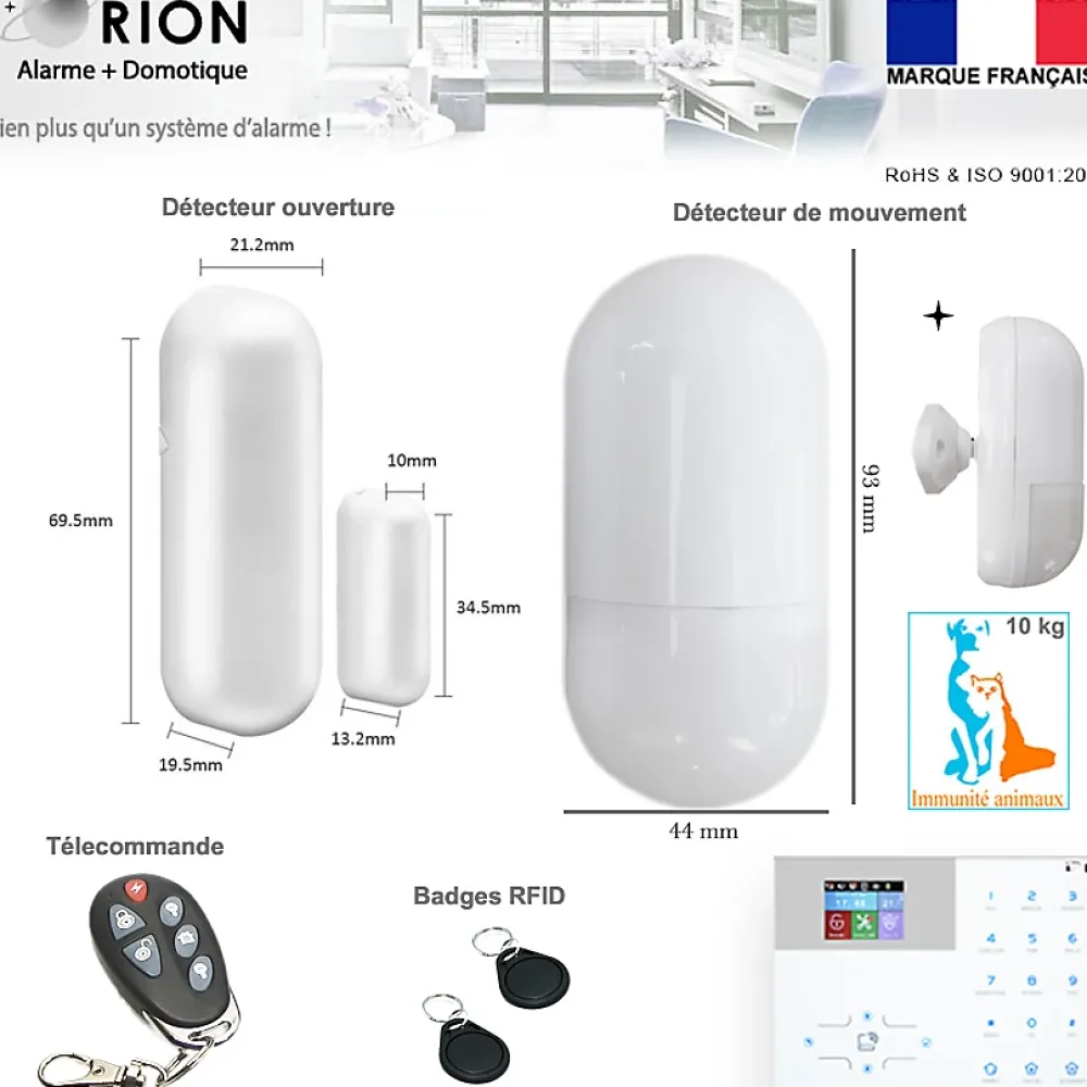 Alarme Orion Alarme Sans Fil-Pack sans fil connectée IP + GSM 4G avec sirène à piles - pour maison 3 à 5 piéces.
