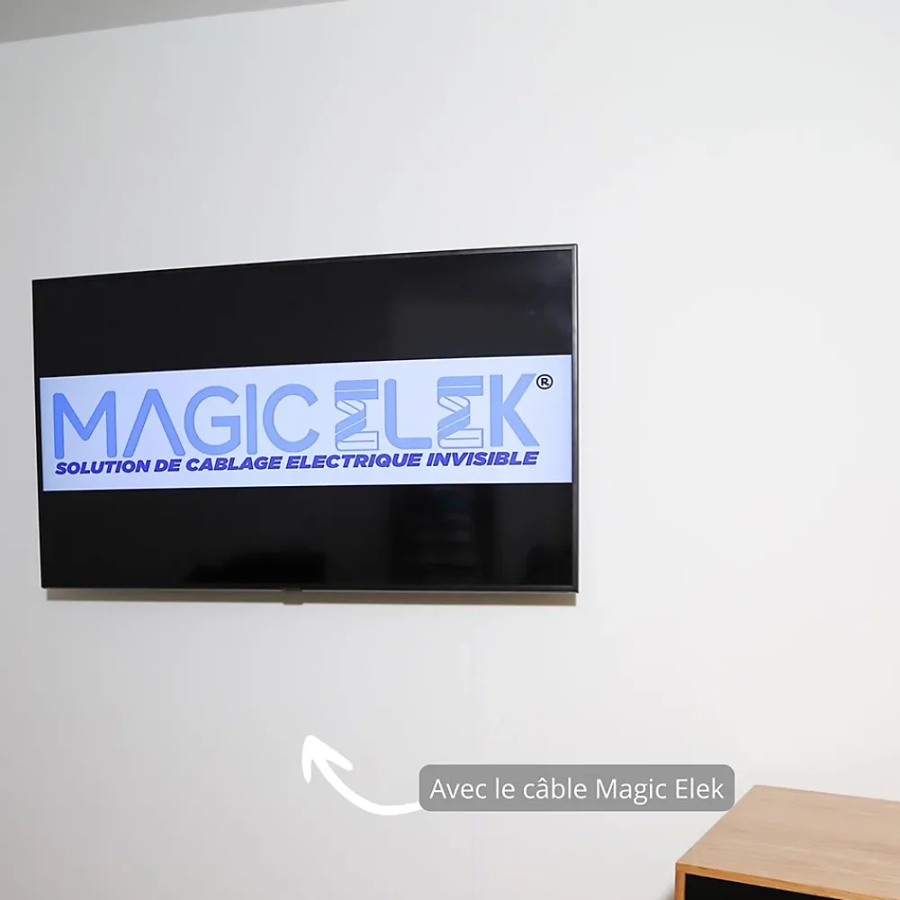 Magic Elek Passerelle Multimédia : Accessoire Tv-Pack avec câble ultra-plat 3 lignes 10M 16A 3500W