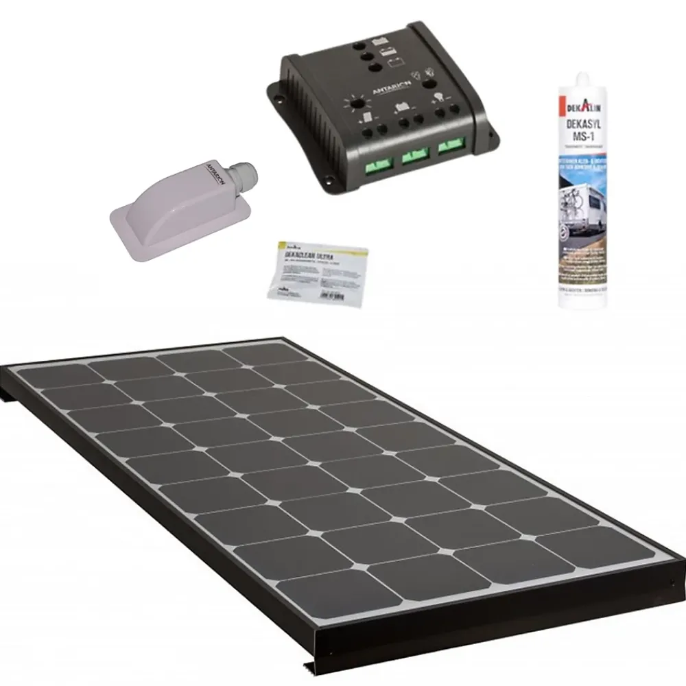 Antarion Kit Panneau Solaire-PACK BLACK BOOSTER 170W Seul Panneau solaire Camping Car + Kit de pose solaire avec Régulateur de Charge