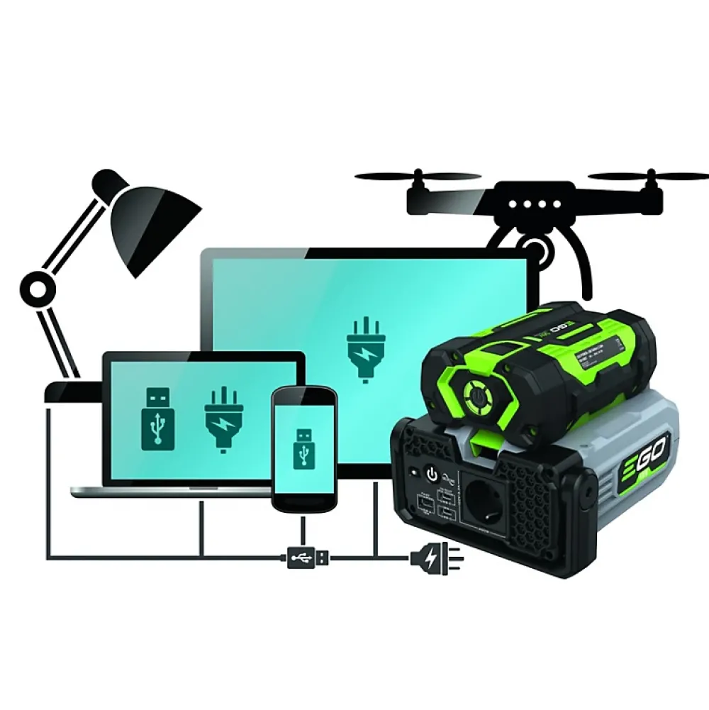 Ego Power+ Transformateur, Convertisseur Et Chargeur Usb-Pack convertisseur de courant transportable à batterie EgoPower PAD5000E batterie incluse