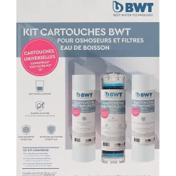BWT Filtre Anti Calcaire-Pack de 3 cartouches de filtration - BTW - Pour osmoseurs et filtres triples