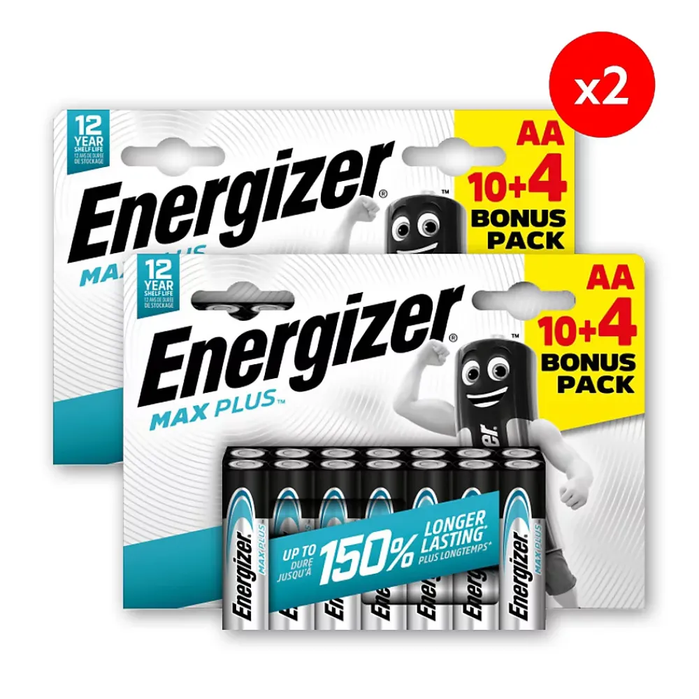 Energizer Pile Aa|Pile Alcaline-Pack de 2 - Max Plus Alcaline AA/LR6, pack de 10+4 Piles