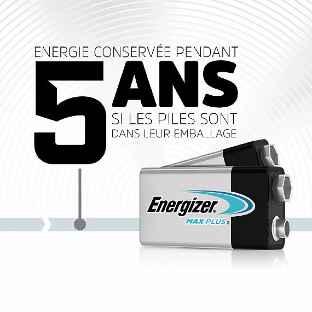 Energizer Pile Alcaline-Pack de 4 - Max Plus Alcaline 9V, pack de 1 Pile