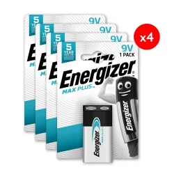 Energizer Pile Alcaline-Pack de 4 - Max Plus Alcaline 9V, pack de 1 Pile