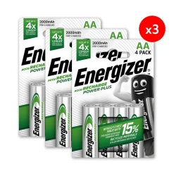 Energizer Pile Aa|Pile Rechargeable-Pack de 3 - , Power Plus Rechargeable AA/HR6, pack de 4 Piles