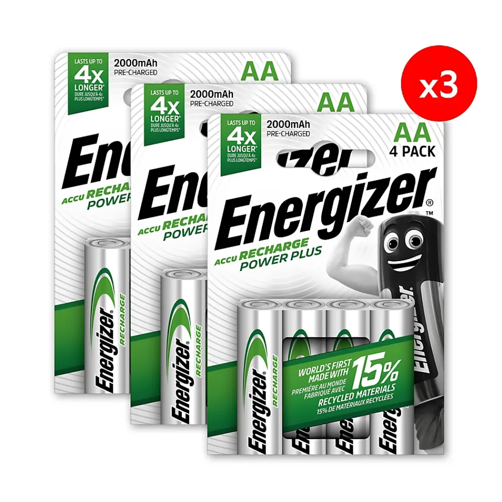 Energizer Pile Aa|Pile Rechargeable-Pack de 3 - , Power Plus Rechargeable AA/HR6, pack de 4 Piles