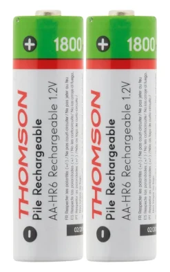 Thomson Pile Aa|Pile Alcaline-Pack de 2 piles rechargeables HR06 AA 1800 mAh -