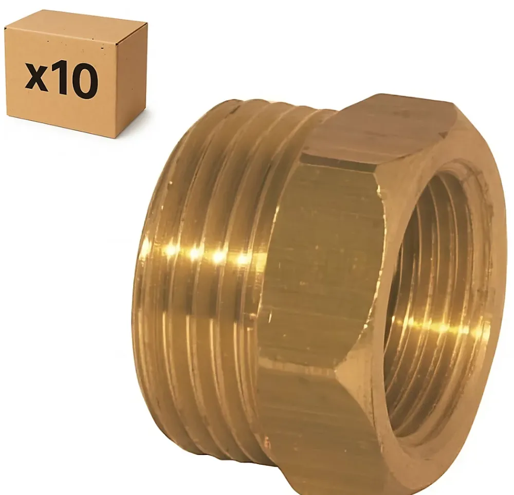 Raccords Dumont Tube Et Raccord Cuivre-PACK de 10 réductions laiton a visser mâle/femelle installation plomberie chauffage diamètre 1/2" (15x21) femelle 3/8" (12x17)