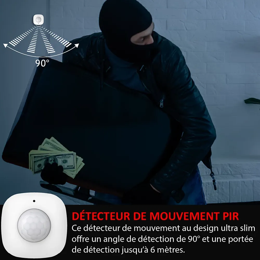 Kyf Alarme Sans Fil-Pack Essentiel Sécurité intérieure Connectée Vidéosurveillance, Incendie & Intrusion