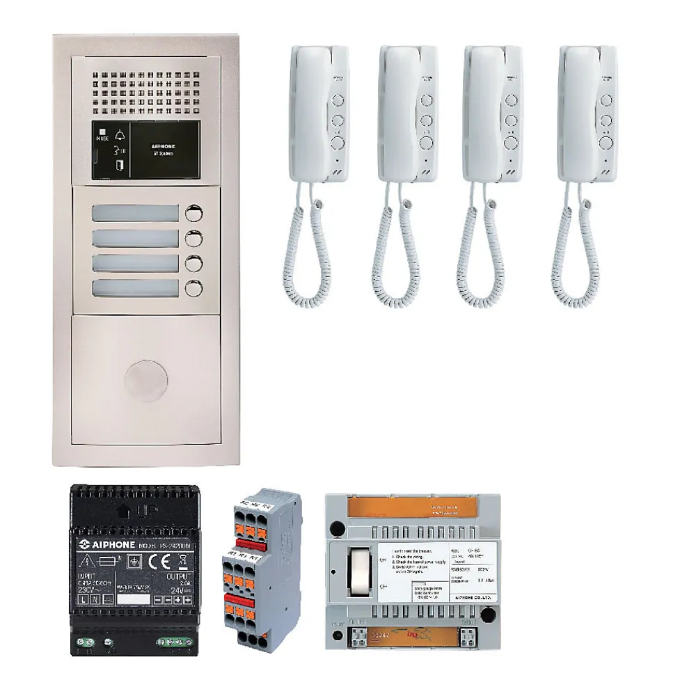 Aiphone Pack Interphone Audio 4 Bp Avec 4 Postes Programmés