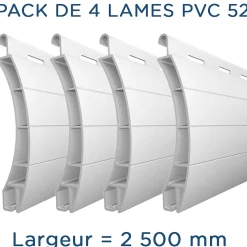 Lakal Pack 4 lames - 2500mm - PVC52 - Blanc - AJ