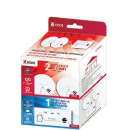 Kidde Détecteur De Fumée|Détecteur De Fumée, Gaz Et Protection Incendie-Pack maison 2 détecteurs de fumée et un détecteur de monoxyde de carbone