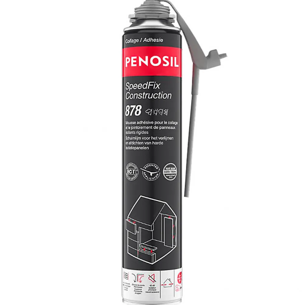 Penosil Pack 24 Mousses colle univ SpeedFix Construction 878 pistolable 690ml + 3 Nettoyants FoamCleaner 929 500ml + Pistolet