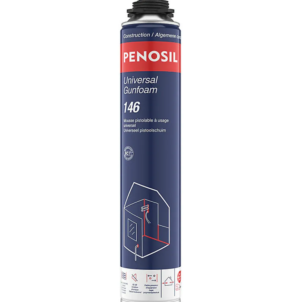 Penosil Pack 11 Mousses polyuréthanes Universal Gunfoam 146 pistolable 690ml + Nettoyant FoamCleaner 929 500ml + Pistolet manuel
