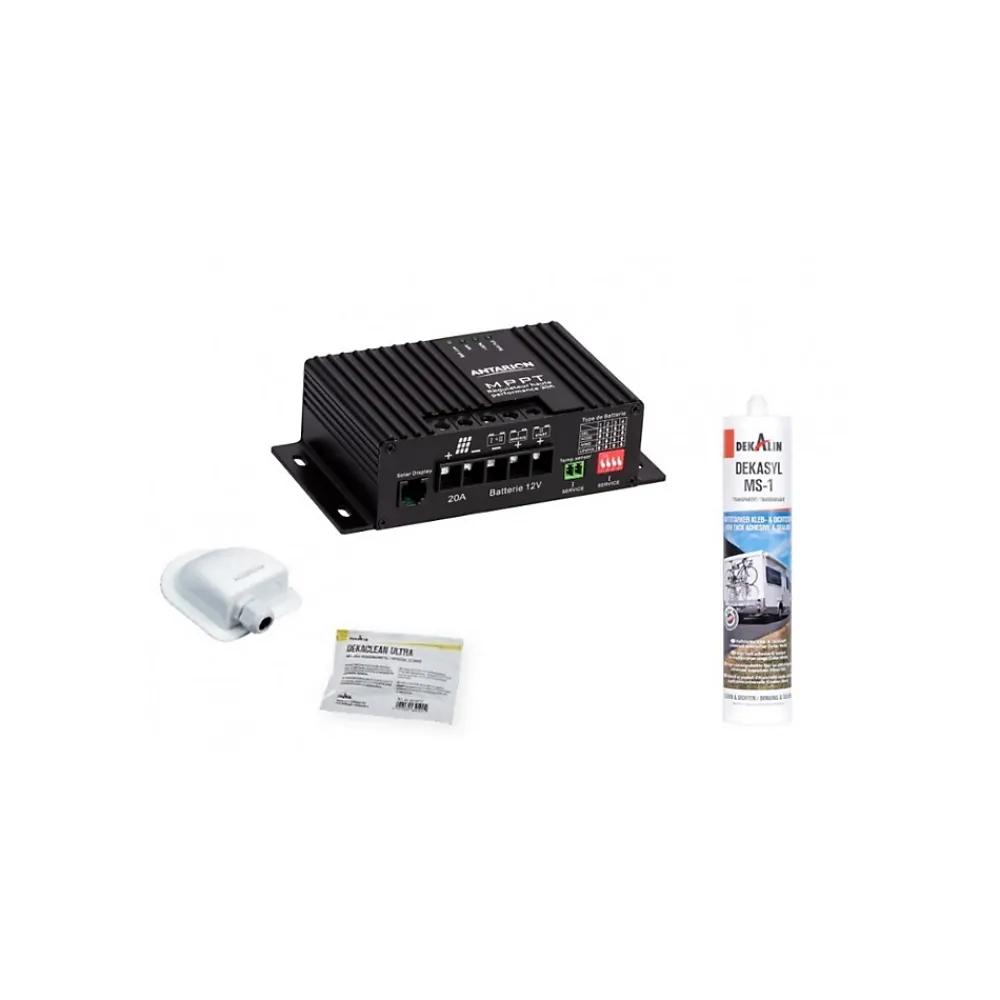 Antarion Kit Panneau Solaire-PACK Panneau Solaire Black Booster 220W + Kit de pose solaire avec Régulateur de Charge MPPT 320W 20A Bluetooth