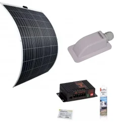 Antarion PACK Panneau Solaire Souple 135W + Régulateur de charge Bluetooth + passe-toit + Dekasyl MS1 Camping-Car