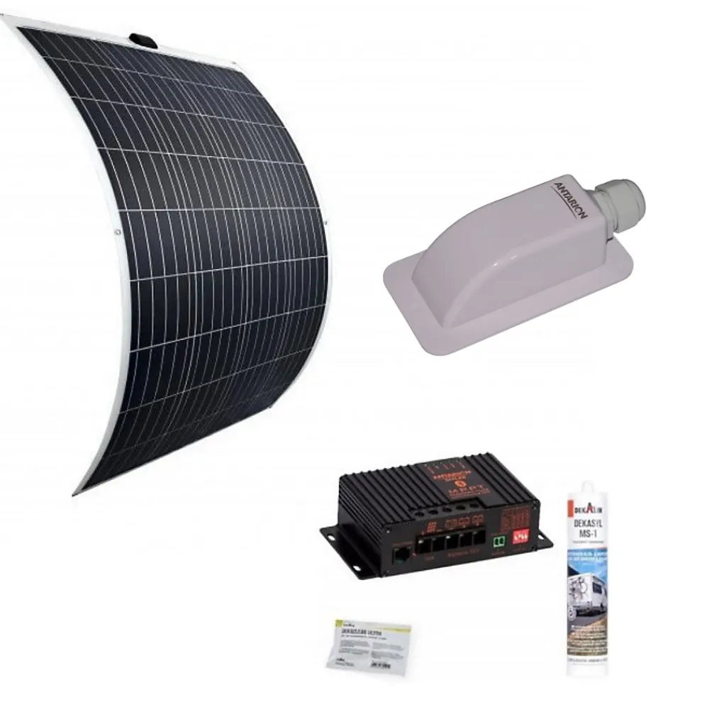 Antarion PACK Panneau Solaire Souple 135W + Régulateur de charge Bluetooth + passe-toit + Dekasyl MS1 Camping-Car