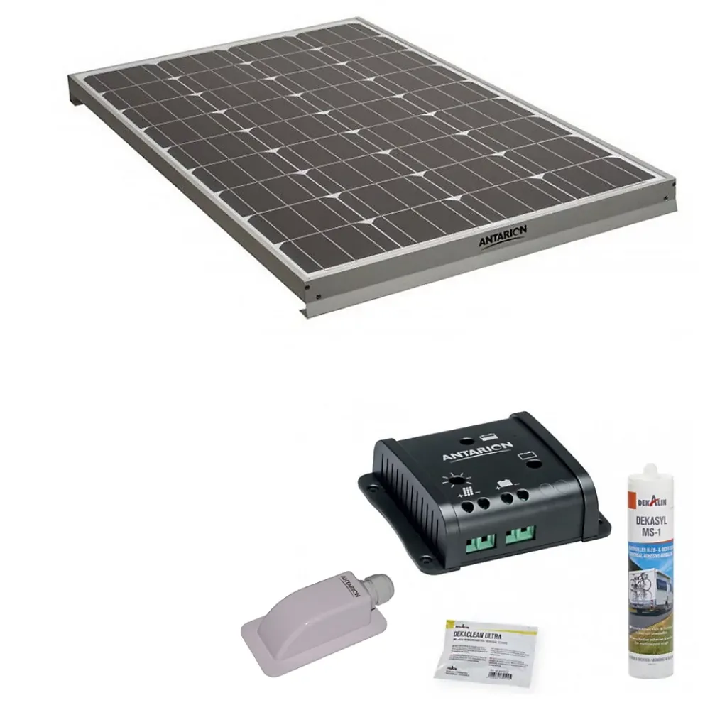 Antarion Kit Panneau Solaire-Pack Panneau solaire 160W camping car + Kit de pose solaire avec régulateur de charge PWM 160W 10A