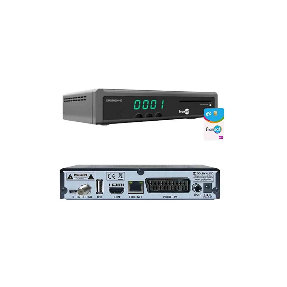 Hdsat Antenne, Parabole Et Fixation-Pack Parabole Acier 80cm + OPTEX Récepteur ORS9939HD Fransat + Bras Coudé Déport 30cm Diamètre 40mm + Tête LNB