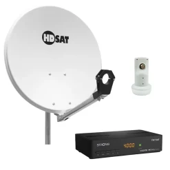 Hdsat Antenne, Parabole Et Fixation-Pack Parabole satellite acier 60cm avec Support LNB + LNB Single + Décodeur Satellite ASTRA HD + Carte